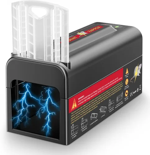 Trampa eléctrica para ratas, trampa para ratones en interiores, potente voltaje que mata instantáneamente ratas y ratones, exterminador de roedores