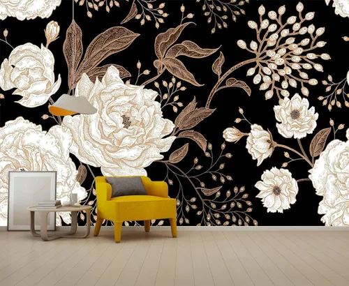 Miniatura 24 de Reyhui - Papel tapiz con imagen de bosque, flores y camino en mural de pared para dormitorio, sala de estar, fondo de TV, sofá