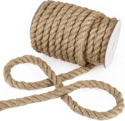 Tenn Well Cuerda de yute de 1/2 pulgada, cuerda de hilo de 33 pies de grosor de 0.551 in para manualidades, jardinería, decoración del hogar,