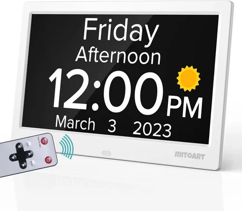 Miniatura 8 de Reloj Despertador Digital de 10.1 Pulgadas con Fecha y Día de la Semana para Personas Mayores con Demencia, Pantalla Grande Clara, Múltiples