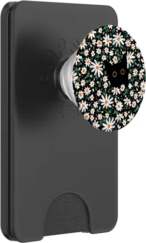 Miniatura 7 de Lindo gato negro escondido en margarita floral gato PopSockets intercambiables PopGrip