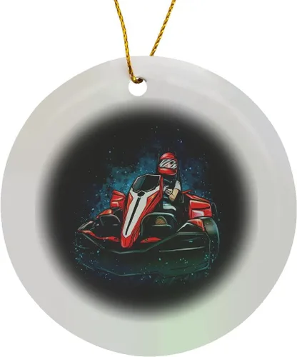 Miniatura 8 de 3dRose Adorno de copo de nieve - Go Kart Driver Karting en rojo con casco y fondo azul - 3 pulgadas (ORN_323256_1)