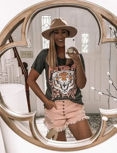 Miniatura 3 de Camisetas gráficas para mujer, de manga corta y cuello redondo, para el verano