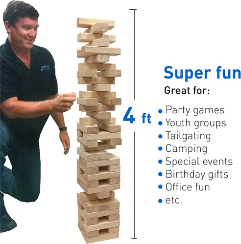 Miniatura 4 de easyGO grandes bloques de madera Stack & Tumble gigante Stacking & Tumble Tower Juego, Stacks a más de 4 pies de altura.