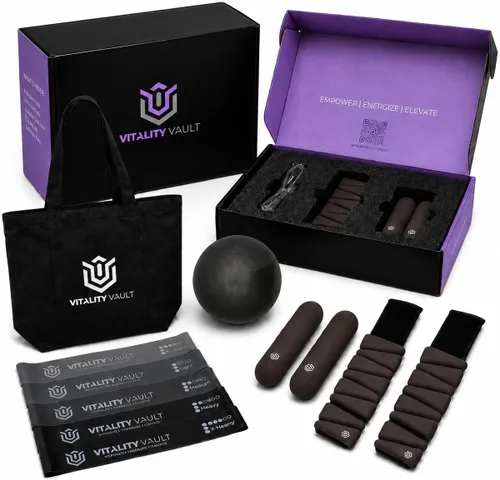 Pilates Pro Power Pack – Esenciales de entrenamiento – Pesas de mano de 2.2 libras, pesas de tobillo/muñeca de 2.2 libras, bandas de resistencia,