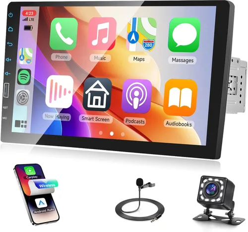 Estéreo de automóvil de 9 pulgadas con CarPlay inalámbrico y Android Auto, pantalla táctil Rimoody Bluetooth Radio para automóvil con radio FM,