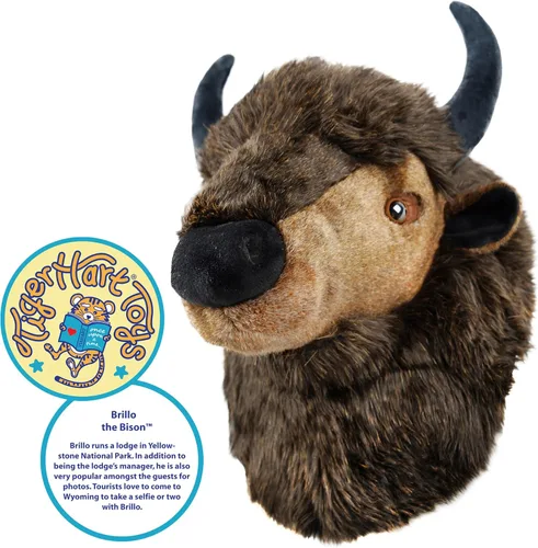Miniatura 2 de TigerHart Brillo The Bison - Busto grande de peluche de 15 pulgadas con cabeza de búfalo