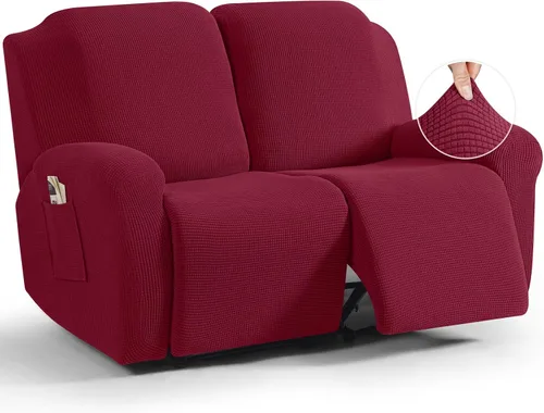 Miniatura 9 de TAOCOCO Funda reclinable de 4 piezas, funda elástica para sofá reclinable de 4 piezas, funda reclinable con 1 asiento, protector suave, fundas