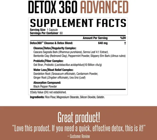 Miniatura 2 de FitLife Brands Nutrition Detox 360 Advanced - Limpieza y desintoxicación con probióticos y fibra para apoyar la salud y el bienestar intestinal