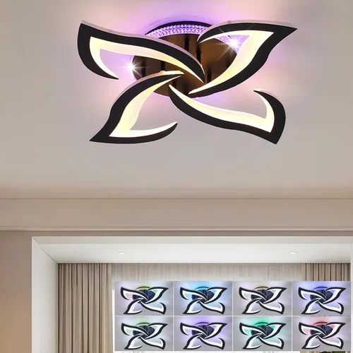 Miniatura 9 de STCH Lámpara de techo LED moderna regulable, lámpara de techo moderna de estrella de 25.6 pulgadas, lámpara de techo LED de montaje empotrado