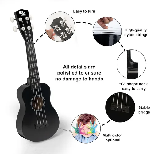 Miniatura 2 de Ukelele soprano 21"/53cm para niños, principiantes y estudiantes (negro)