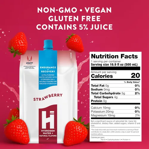 Miniatura 2 de HTWO Agua de hidrógeno molecular premium, sabor a fresa, sin azúcar, paquete de 6 unidades de 16.9 onzas, alternativa a la tableta hidrogenada +