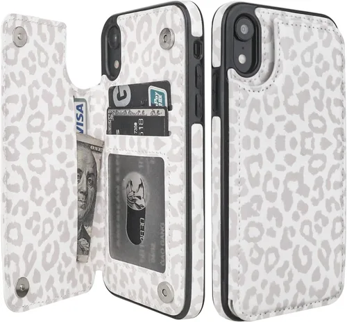 Miniatura 8 de HAOPINSH Funda tipo cartera para iPhone XR con tarjetero, diseño de mármol rosa y azul en la parte trasera, de piel sintética, con ranuras