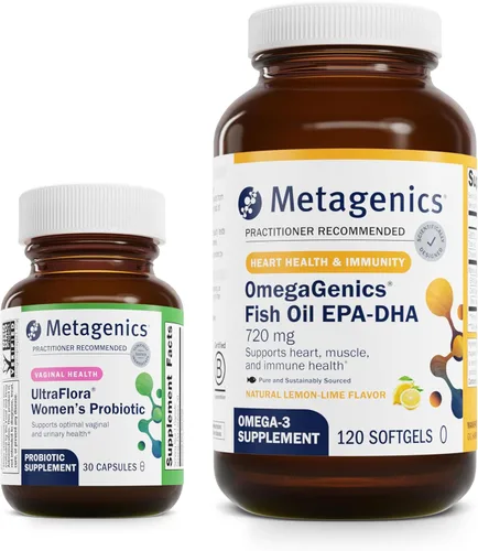Metagenics UltraFlora Women's & OmegaGenics EPA-DHA 720-30 unidades de UltraFlora Women's para la salud vaginal - 120 cápsulas blandas de EPA-DHA