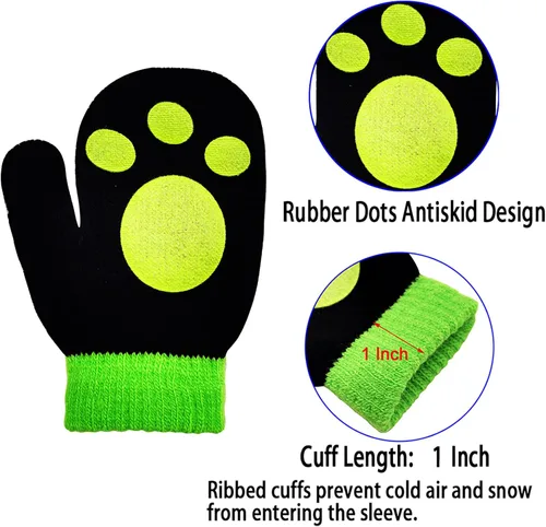 Miniatura 4 de Guantes para niños, guantes elásticos mágicos, 8 pares, antideslizantes para niños, guantes de invierno de punto para niños y niñas