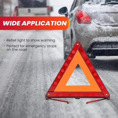Miniatura 6 de DASBET Triángulos de advertencia de emergencia Triángulo de seguridad en carretera, paquete de 3 triángulos reflectantes plegables de advertencia