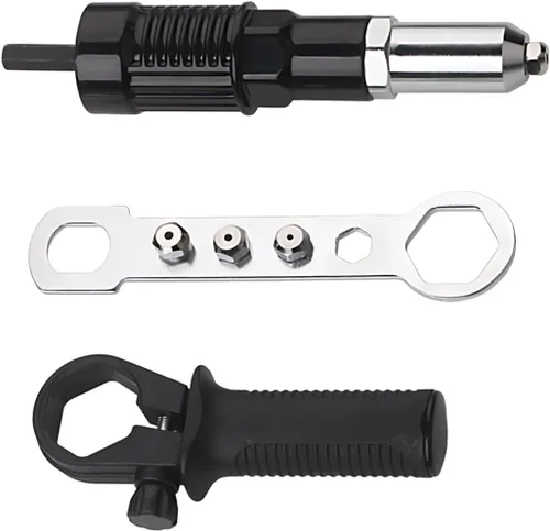 Kit de adaptador de pistola de remache Pop, taladro eléctrico sin cable con accesorios de remache, con 4 cabezas de remache de 2.4mm, 3.2mm, 4.0mm y