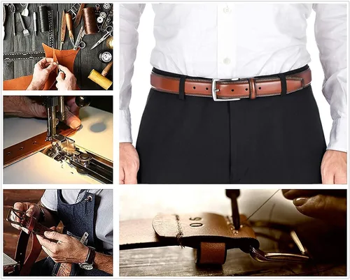 Miniatura 4 de Cinturón de cuero genuino de calidad superior para hombre - Diseño clásico casual y para el trabajo