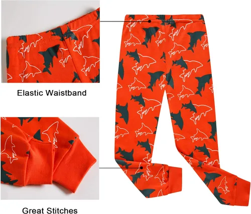 Miniatura 7 de Benaive Pijama para niños, pijama de algodón para niño, conjunto de pantalones de 4 piezas para niños