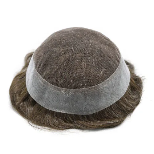 Miniatura 6 de Toupee - Sistema de reemplazo de piezas de cabello para hombre, encaje francés, unidades de cabello para hombre, nudos blanqueados, línea capilar