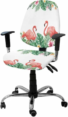 Funda elástica para silla de oficina con diseño de flamenco de verano, funda de asiento para silla de computadora, fundas para respaldo, plantas