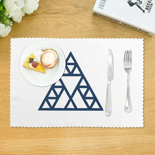Miniatura 3 de Rectangular Placemats Set of 4, Heat Resistant Fractal Triangle Printed Kitchen Dining Table Mats
