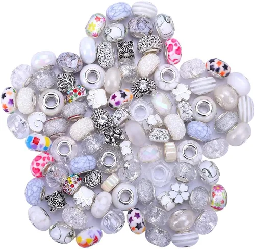 Miniatura 10 de Espaciador de agujeros grandes europeos con cuentas de hadas con diamantes de imitación para manualidades, pulseras y bisutería
