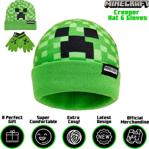 Miniatura 2 de Minecraft Conjunto de gorro o gorro y guantes para niños, conjunto de invierno para niños, gorro de invierno cálido, regalos de juegos para niños