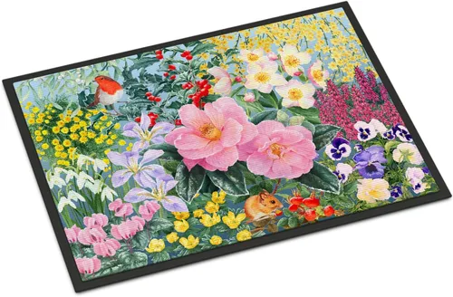 Caroline's Treasures SASE0956JMAT - Tapete de invierno floral por Anne Searle para puerta delantera, 24 x 36 pulgadas, para interiores y exteriores,
