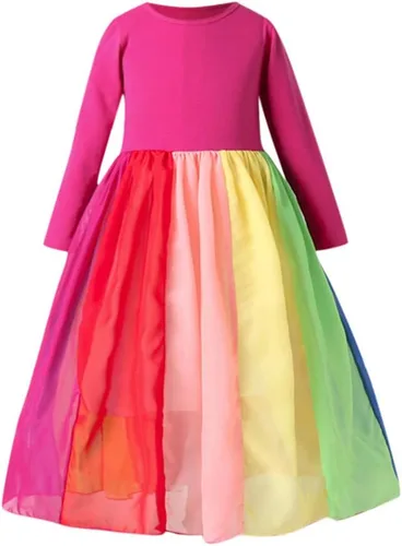 Miniatura 2 de Vestido de princesa para niños y niñas de 1 a 5 años de edad con empalme de arcoíris