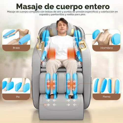 Miniatura 4 de TLIFE Silla de masaje de cuerpo completo, reclinable de gravedad cero de 160° con escaneo corporal, silla de masaje Shiatsu SL-Track de 50 pulgadas