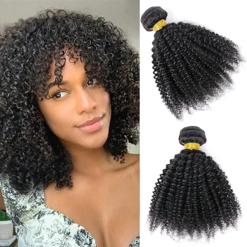 Miniatura 8 de Paquetes de cabello afro rizado y kinky, extensiones de cabello humano de 8 pulgadas, tejido rizado sin procesar, doble entretejido, virgen