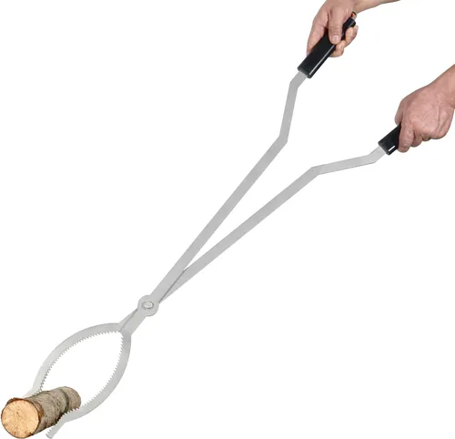 Miniatura 8 de Juego de pinzas para fuego de 40 pulgadas, agarradores de leña y atizador de fuego, agarradores de troncos grandes de acero inoxidable para fogón al