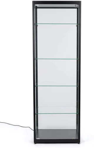 Miniatura 2 de Displays2go Vitrinas de 2 pies de ancho con iluminación de esquina - Negro (DCKDMT24B)