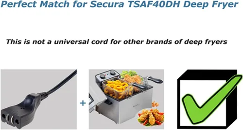 Miniatura 2 de Secura Cable de alimentación magnético para freidora TSAF40DH (tamaño de la interfaz: 1.6 x 0.8 pulgadas), no es un cable universal para otras