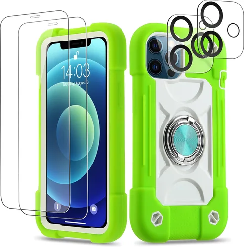 Miniatura 76 de Funda para iPhone 11 de 6.1 pulgadas con soporte de anillo, con 2 protectores de pantalla de vidrio, resistente a los golpes, resistente a