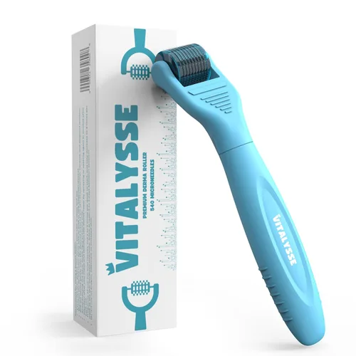 Rodillo Derma para debajo de los ojos y la cara – Vitalysse - Herramienta de microagujas de titanio de 0.010 in para ojeras, ojos hinchados, líneas