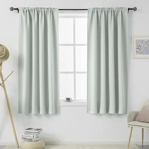 Miniatura 76 de DUALIFE Cortinas opacas de 45 pulgadas de largo, 2 paneles para ventanas pequeñas de dormitorio, aislamiento térmico, bolsillo para barra, cortinas
