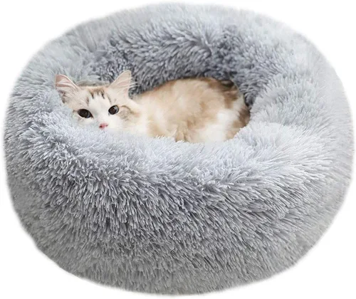Miniatura 14 de Cama redonda de felpa suave moderna para gatos o perros pequeños, cama para perros o gatos de tamaño mini o mediano, auto-calentable, otoño, Café