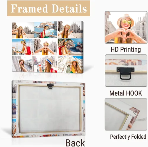 Miniatura 6 de LZIMU Personaliza tus fotos en lienzo, impresiones artísticas personalizadas para pared, fotos familiares, bodas, bebés, mascotas, collage