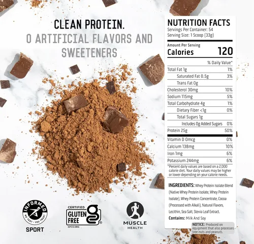 Miniatura 5 de Ascent 100% proteína de suero en polvo – aislado de proteína de suero después del entrenamiento, cero sabores artificiales y edulcorantes, sin soja