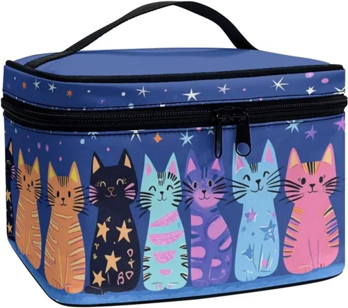 Miniatura 13 de JoyLamoria Bolsa de Maquillaje Portátil Bolsa de Cosméticos de Viaje Bolsa de Maquillaje con Gran Capacidad Bolsa con Cremallera, Aztec Southwestern