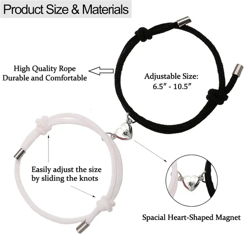 Miniatura 3 de YSSHIN Pulsera magnética de promesa para parejas, pulseras para parejas, amistad, pareja, pulseras a juego para parejas, mejores amigos