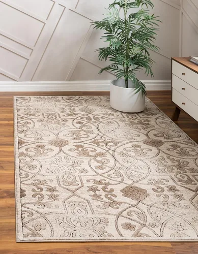 Miniatura 6 de Unique Loom Rushmore Collection - Alfombra de área Washington (2 pies x 5 pies 1 pulgada, beige oscuro/beige)
