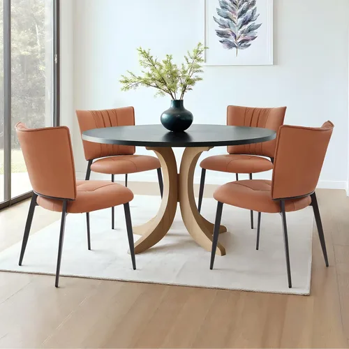 Miniatura 9 de Lamberia Juego de 4 sillas de comedor modernas de mediados de siglo, cómodas sillas tapizadas de piel sintética para cocina, comedor, color blanco