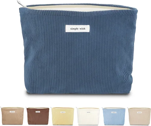 Miniatura 14 de Sminra Bolsa de Maquillaje Bolsa de Cosméticos Bolsa de Aseo de Lona Preppy para Mujeres Linda Bolsa con Cremallera Organizador Accesorios de Viaje