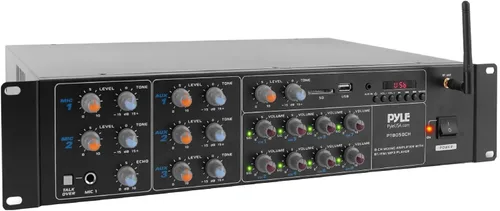 Pyle Amplificador de potencia Bluetooth inalámbrico de 8 canales, montaje en rack de 4000 W, mezclador de sonido multizona, sistema de caja de
