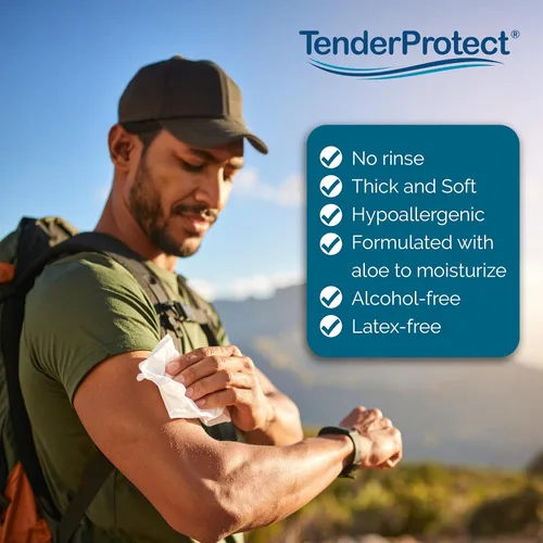 Miniatura 3 de TenderProtect Active Body Wipes, extra grande, sin enjuague, para adultos, 9 x 12 pulgadas, extra grande, aloe, sin enjuague, paño de baño