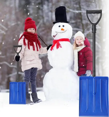 Pala de nieve para niños, pala de nieve para niños pequeños, pala de plástico gruesa con mango de metal y agarre ergonómico en D, pala ligera de 32