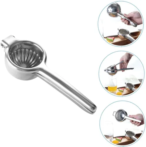Miniatura 5 de Exprimidor manual de limón de acero inoxidable, exprimidor de frutas de mano para uso en cocina, material grueso resistente, fácil de apretar